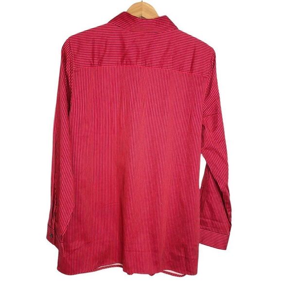Chico's Red and Black Striped Button-Up Shirt (Size 1) - Picture 6 of 7